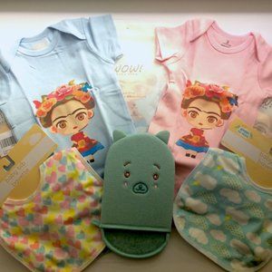Baby Bundle with Onesies, Wash Mitt, and Bibs